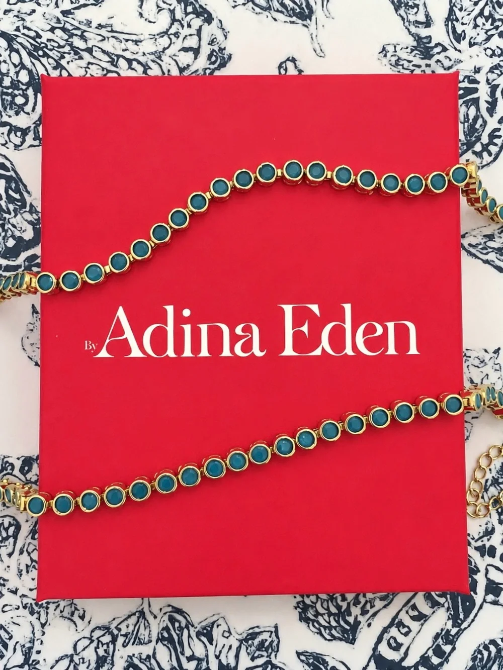 Revolve x Adina Eden Turquoise CZ Bezel Tennis Necklace